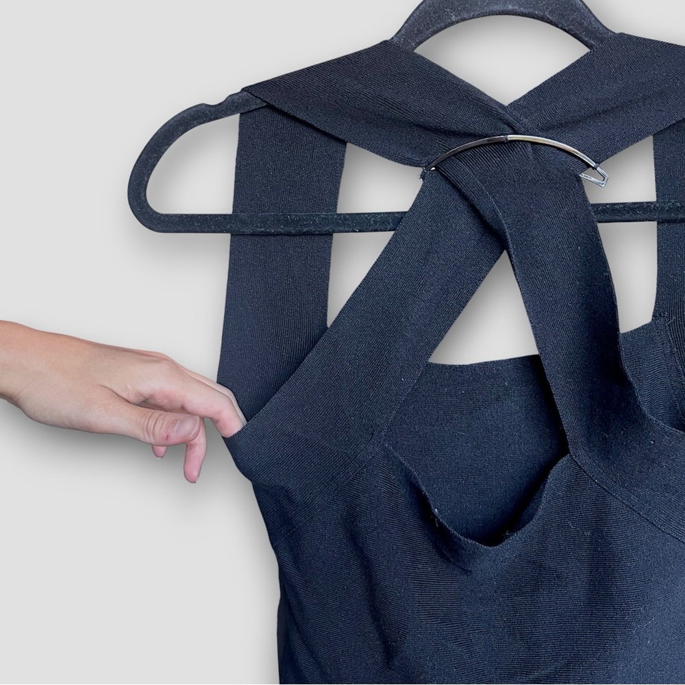 Black Ribbed Open-Back Top | Thick Knit | Size S - Picture 4 of 5